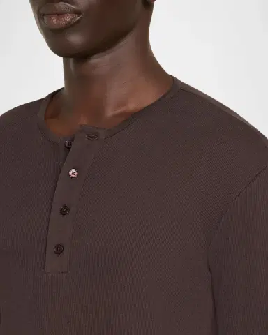 Vince Men's Cotton Rib Long-Sleeve Henley T-Shirt | Thumbnail 5
