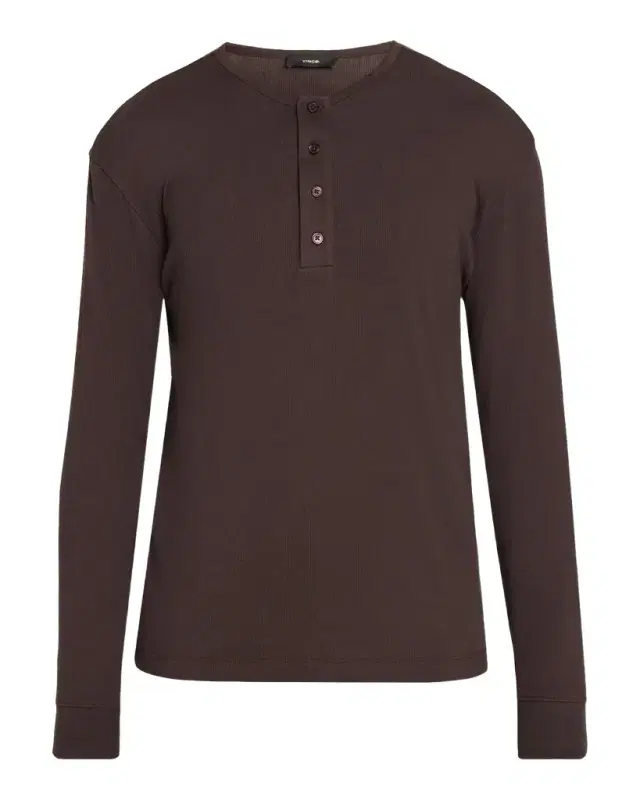 Vince Men's Cotton Rib Long-Sleeve Henley T-Shirt