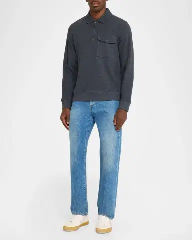 Vince Men's Pique Half-Zip Polo Sweater | Thumbnail 2 Vince Men's Pique Half-Zip Polo Sweater | Thumbnail 2