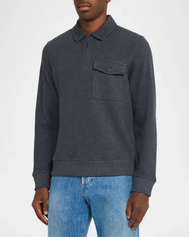 Vince Men's Pique Half-Zip Polo Sweater | Thumbnail 4 Vince Men's Pique Half-Zip Polo Sweater | Thumbnail 4