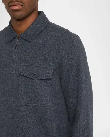 Vince Men's Pique Half-Zip Polo Sweater | Thumbnail 5 Vince Men's Pique Half-Zip Polo Sweater | Thumbnail 5