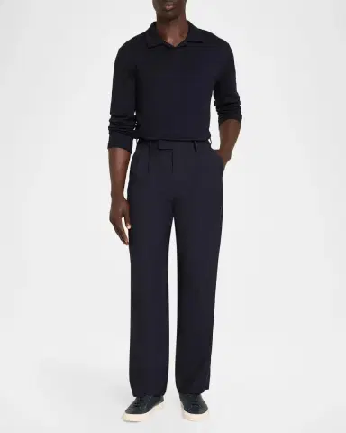 Vince Men's Twill Straight-Leg Pleated Trousers | Thumbnail 2 Vince Men's Twill Straight-Leg Pleated Trousers | Thumbnail 2