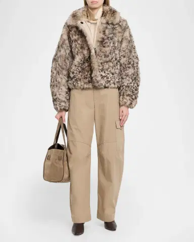 Brunello Cucinelli Spotted Lamb Shearling Short Jacket | Thumbnail 2