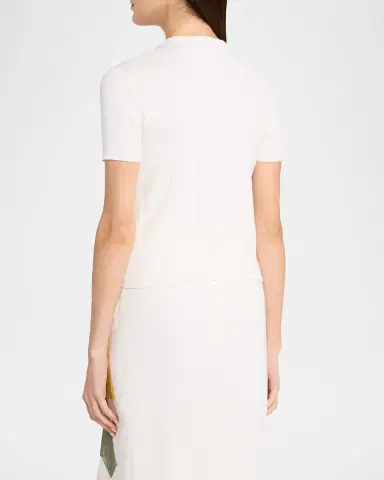 Vince Rib-Knit Cotton Short-Sleeve Cardigan | Thumbnail 3