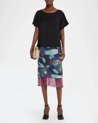 Dries Van Noten Layered Moire Midi Skirt | Thumbnail 2