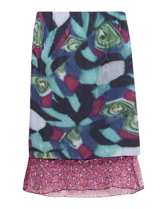 Dries Van Noten Layered Moire Midi Skirt