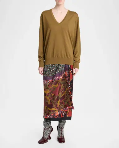 Dries Van Noten Diamond Ajoure Stitch V-Neck Sweater | Thumbnail 2 Dries Van Noten Diamond Ajoure Stitch V-Neck Sweater | Thumbnail 2