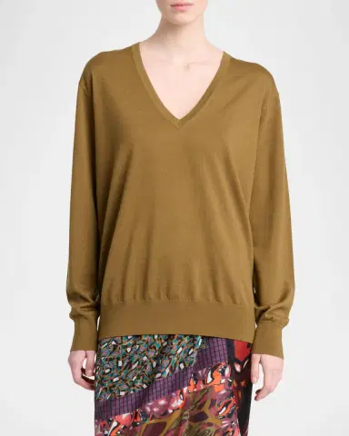 Dries Van Noten Diamond Ajoure Stitch V-Neck Sweater | Thumbnail 4 Dries Van Noten Diamond Ajoure Stitch V-Neck Sweater | Thumbnail 4