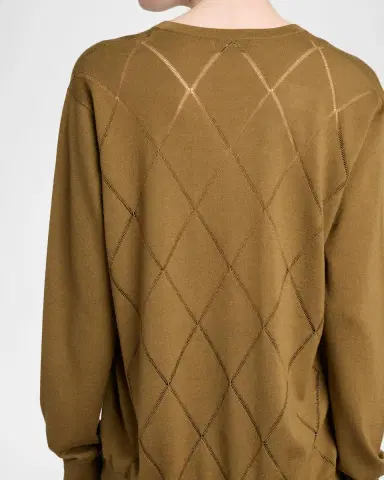 Dries Van Noten Diamond Ajoure Stitch V-Neck Sweater | Thumbnail 5 Dries Van Noten Diamond Ajoure Stitch V-Neck Sweater | Thumbnail 5