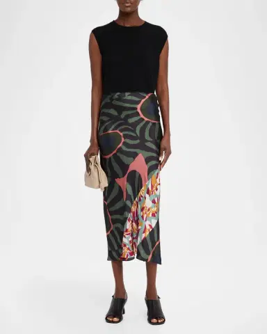 Dries Van Noten Multi-Print Satin Midi Skirt | Thumbnail 2 Dries Van Noten Multi-Print Satin Midi Skirt | Thumbnail 2