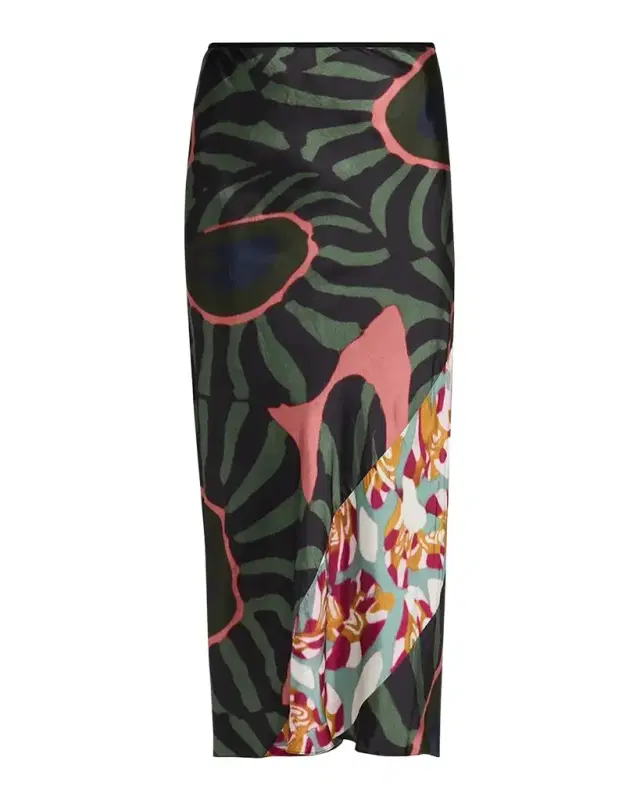 Dries Van Noten Multi-Print Satin Midi Skirt