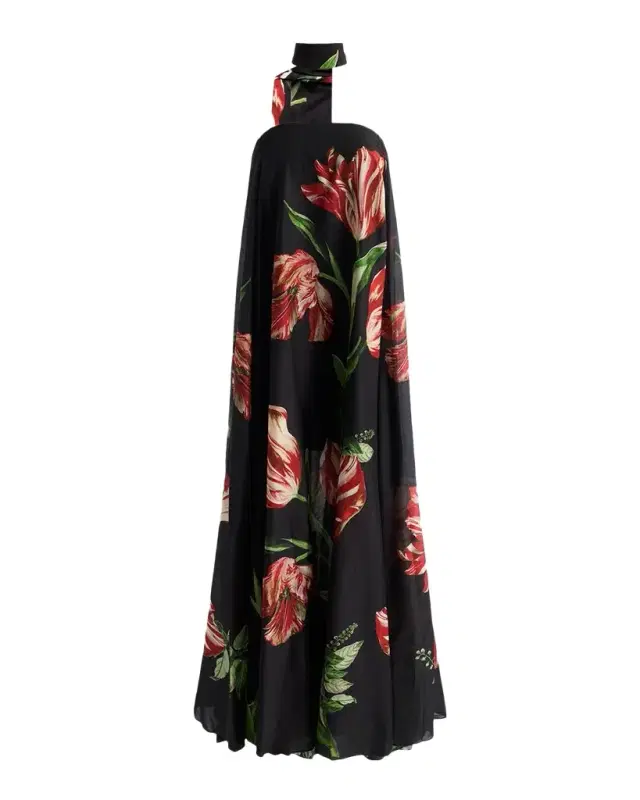 Alice + Olivia Maricela Floral Scarf Maxi Dress