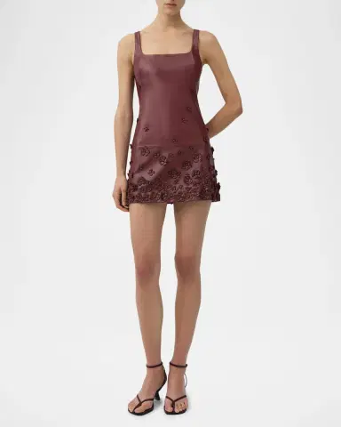 Simkhai Talen Floral-Embellished Faux Leather Mini Dress | Thumbnail 2 Simkhai Talen Floral-Embellished Faux Leather Mini Dress | Thumbnail 2