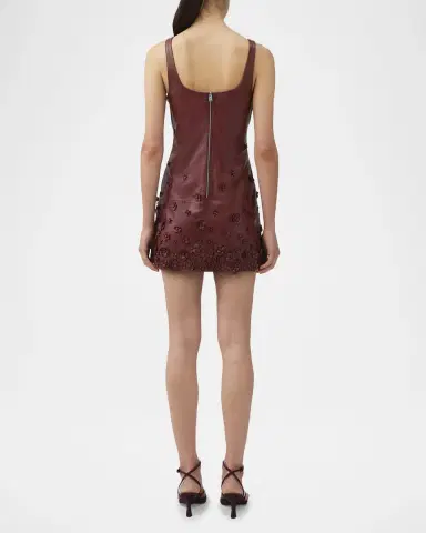 Simkhai Talen Floral-Embellished Faux Leather Mini Dress | Thumbnail 3 Simkhai Talen Floral-Embellished Faux Leather Mini Dress | Thumbnail 3