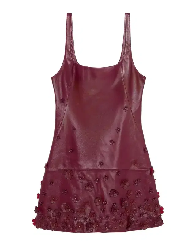 Simkhai Talen Floral-Embellished Faux Leather Mini Dress