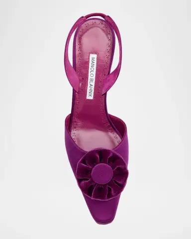 Manolo Blahnik 90mm Caulosli Satin Slingback Pumps | Thumbnail 4