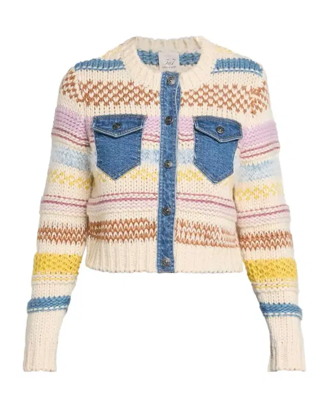 Cinq à Sept Suki Denim & Wool Combo Cardigan