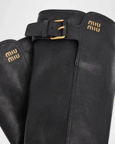 Miu Miu 55mm Leather Knee-High Lug-Sole Boots | Thumbnail 5 Miu Miu 55mm Leather Knee-High Lug-Sole Boots | Thumbnail 5