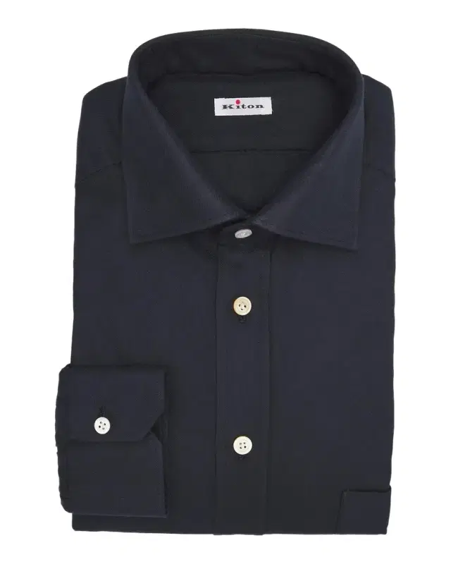 Kiton Men's Brushed Cotton Flannel Dress Shirt