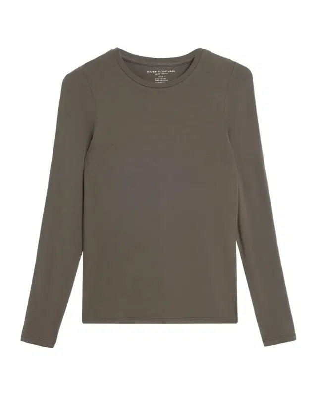 Majestic Filatures Soft Touch Flat-Edge Long-Sleeve Crewneck Top