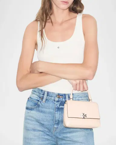 Tory Burch Charlie Mini Quilted Pebbled Leather Top-Handle Bag | Thumbnail 2