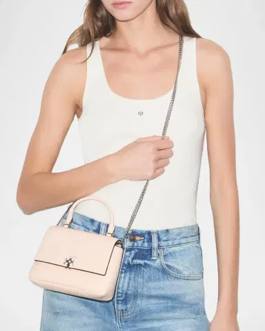 Tory Burch Charlie Mini Quilted Pebbled Leather Top-Handle Bag | Thumbnail 5