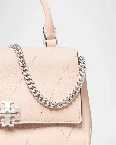 Tory Burch Charlie Mini Quilted Pebbled Leather Top-Handle Bag | Thumbnail 6