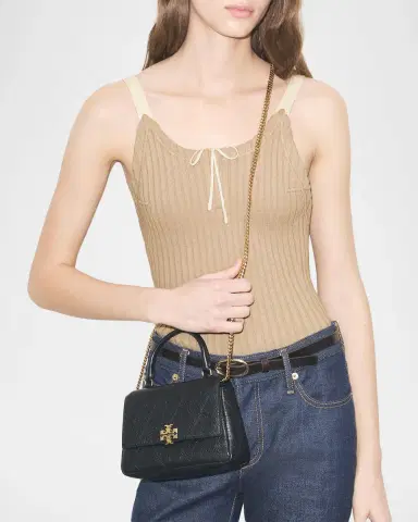 Tory Burch Charlie Mini Quilted Pebbled Leather Top-Handle Bag | Thumbnail 7