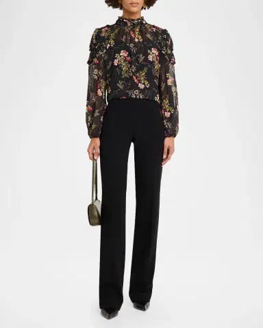 Cinq à Sept Long-Sleeve Love Letter Floral Blouse | Thumbnail 2