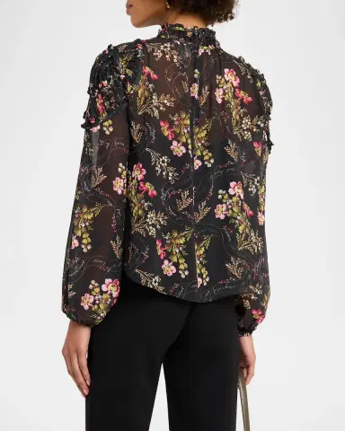 Cinq à Sept Long-Sleeve Love Letter Floral Blouse | Thumbnail 3