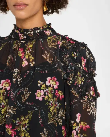 Cinq à Sept Long-Sleeve Love Letter Floral Blouse | Thumbnail 5