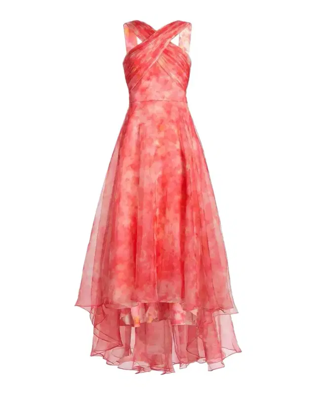 THEIA Athena High-Low Organza Halter Gown