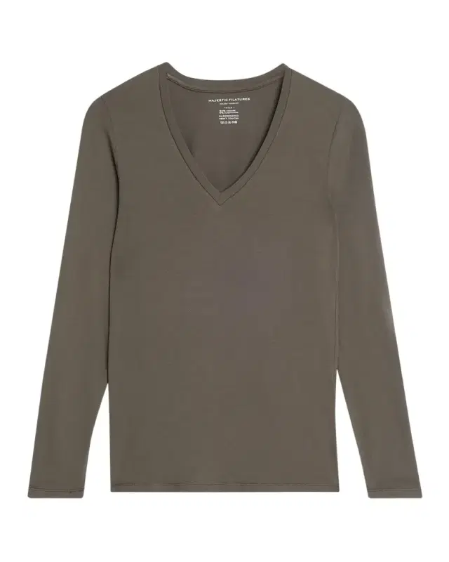 Majestic Filatures Flat Edge V-Neck Long-Sleeve Tee