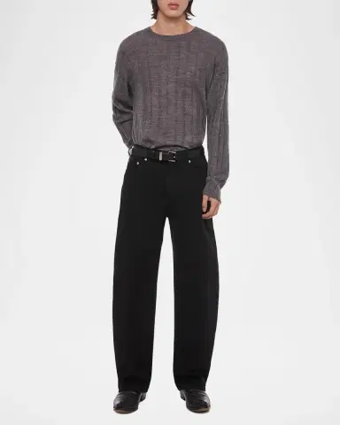 Helmut Lang Men's Wide-Rib Wool and Nylon Crewneck Sweater | Thumbnail 2 Helmut Lang Men's Wide-Rib Wool and Nylon Crewneck Sweater | Thumbnail 2