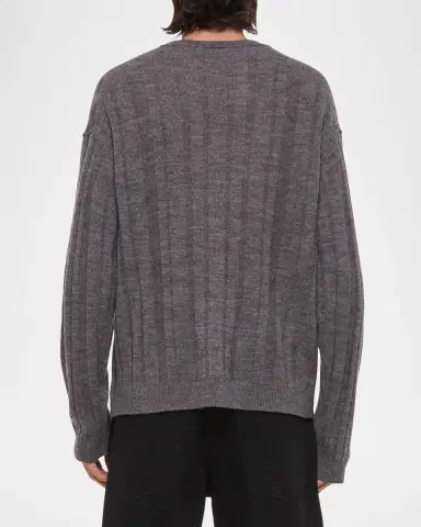 Helmut Lang Men's Wide-Rib Wool and Nylon Crewneck Sweater | Thumbnail 3 Helmut Lang Men's Wide-Rib Wool and Nylon Crewneck Sweater | Thumbnail 3