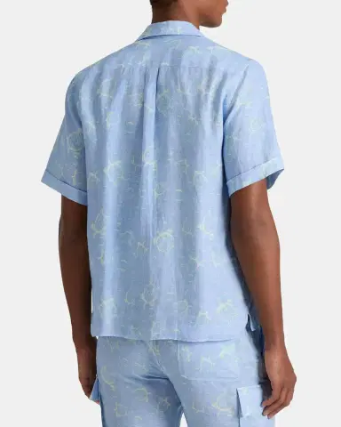 Vilebrequin Men's Bubble Turtles Linen Short-Sleeve Shirt | Thumbnail 2