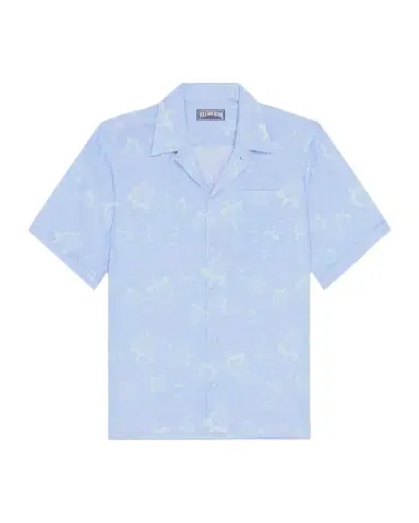Vilebrequin Men's Bubble Turtles Linen Short-Sleeve Shirt | Thumbnail 1