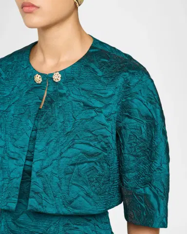 Rickie Freeman for Teri Jon Jacquard Embossed Cropped Bolero Jacket | Thumbnail 5