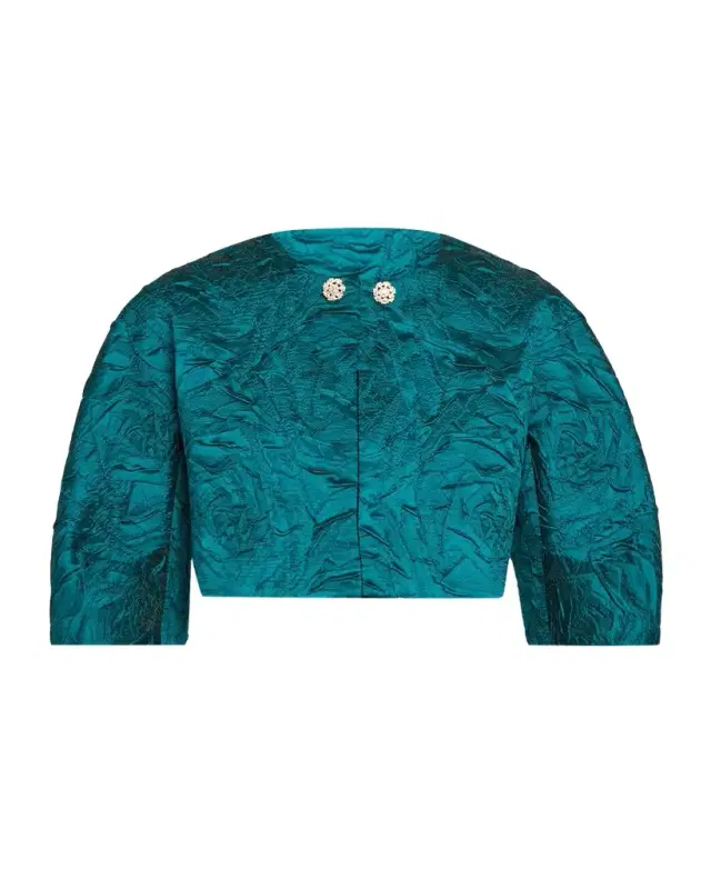 Rickie Freeman for Teri Jon Jacquard Embossed Cropped Bolero Jacket