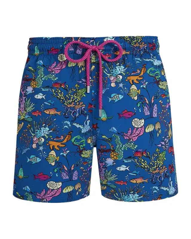 Vilebrequin Men's Stretch Aquarium-Print Swim Trunks