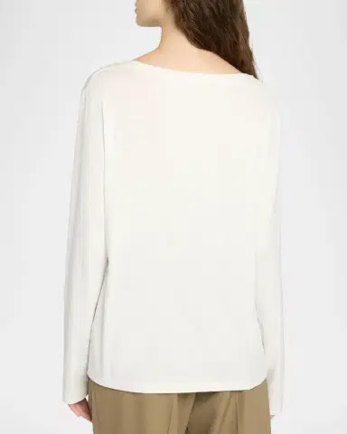 The Row Kalto Scoop-Neck Cotton Jersey Long-Sleeve T-Shirt | Thumbnail 3
