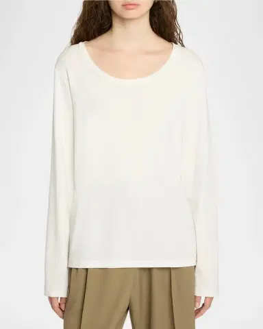The Row Kalto Scoop-Neck Cotton Jersey Long-Sleeve T-Shirt | Thumbnail 4
