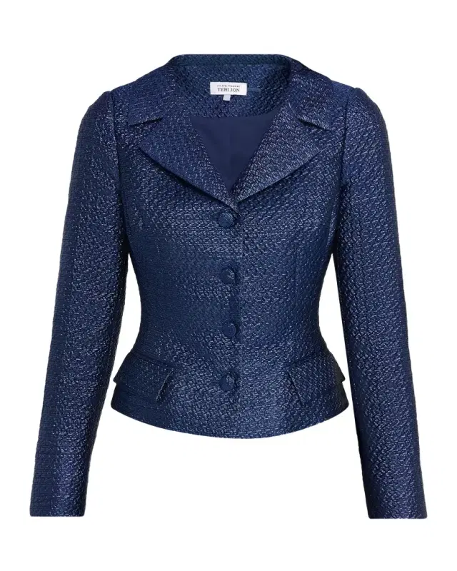 Rickie Freeman for Teri Jon Metallic Basketweave Jacquard Blazer