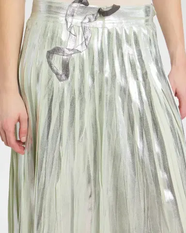 MM6 MAISON MARGIELA Pleated Metallic Silk Midi Skirt | Thumbnail 5