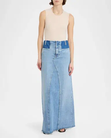 MM6 MAISON MARGIELA Two-Tone Denim Maxi Skirt | Thumbnail 2