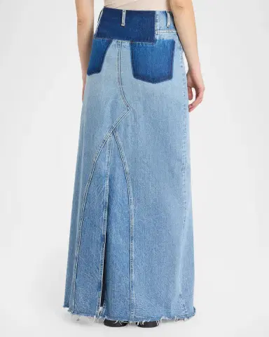 MM6 MAISON MARGIELA Two-Tone Denim Maxi Skirt | Thumbnail 3