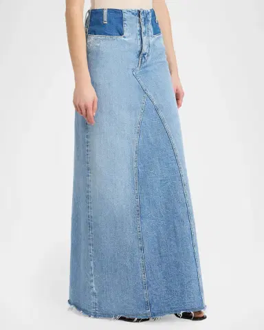 MM6 MAISON MARGIELA Two-Tone Denim Maxi Skirt | Thumbnail 4