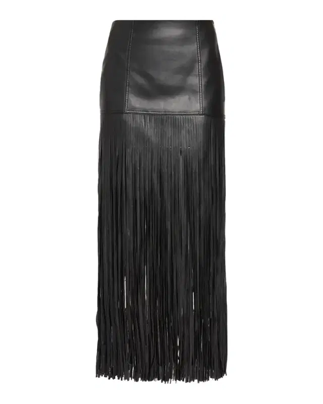 Toccin Soren Fringed Faux Leather Mini Skirt