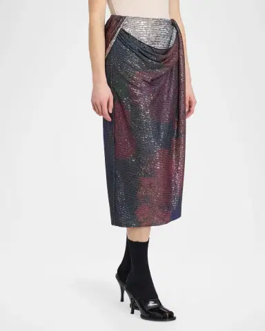 MM6 MAISON MARGIELA Sequined Draped Midi Skirt | Thumbnail 2