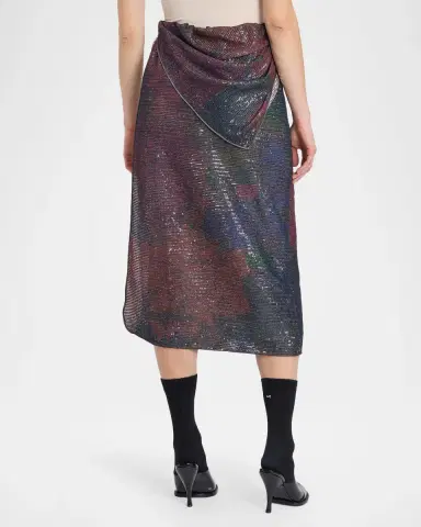 MM6 MAISON MARGIELA Sequined Draped Midi Skirt | Thumbnail 3